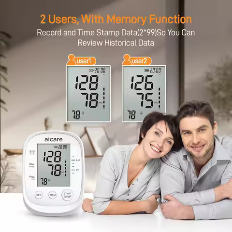 Aicare Medical Digital Blood Pressure Monitor Upper Arm Automat Meter PR Portable Adjustable Large C