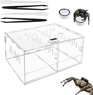 Jumping Spider Enclosure wiht Two Door,12"x9.45"x5.6" Jumping Spider Habitat with Thermo Hygrometer 