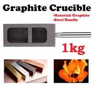 1kg/2kg Graphite Ingot Mould Metal Casting for Gold Bar Mould Melting Refining with Steel Handle / A