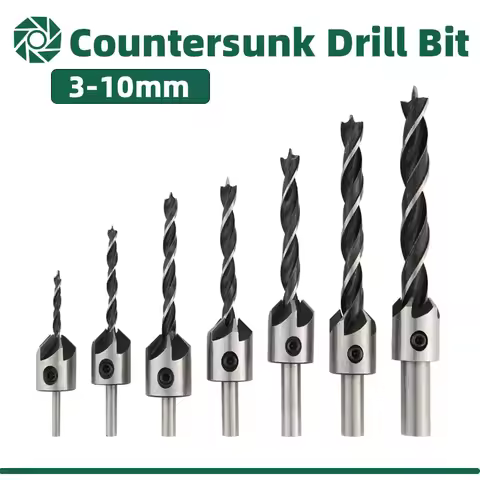 LiYu 3mm-10mm HSS Countersunk Drill Bit Set Reamer Woodworking Chamfer Drill Counterbore Pliot Hole 
