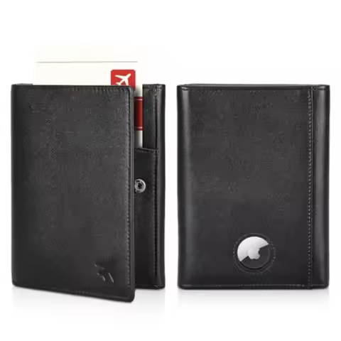 Polare Napa Leather Pilot Wallet Passport Holder RFID Blocking Tri-fold Travel Cover Document Organi