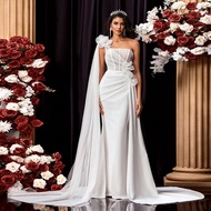 Mùa xuân và mùa hè thanh lịch lãng mạn tuyệt đẹp sang trọng màu trắng hạt khâu satin chấm bi lưới mộ