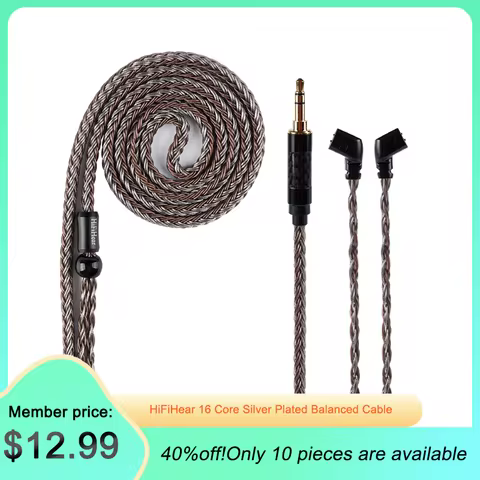 HiFiHear 16 Core Silver Plated Balanced Cable 2.5/3.5/4.4MM With MMCX/2PIN/QDC for BLON BL-01 BL-03 