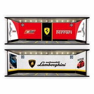 GILAN DIORAMA GARAGE 1/64 GARAGE LAMBORGHINI FERRARI WITH LED LAMP