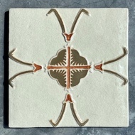 Keceramics Handmade Ceramic Tile Melaka Pattern 5 (15.5 x 15.5 x 1 cm) Antique Heritage Wall Decorat