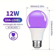 12W E27 UV Purple Black Light Bulb Glow in The Party Lamp Blacklight Bar Atmosphere Decoration Bulb
