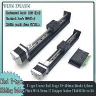 Mini Precision T-type Sliding Table 50~400mm Stroke 4/8mm Pitch Self Lock Linear Table With Nema17 S