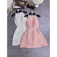 Dress designed with hand-stitched stones in 2 colors (Clip shop wears)