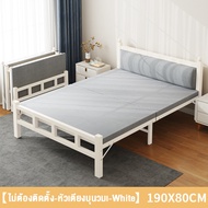 เตียงนอน เตียงเหล็ก 3 5 ฟุต เตียงนอน 3 5 ฟุต เตียงนอนพับได้ ที่เก็บของแบบพับได้ พกพาสะดวก ไม่ต้องติดตั้ง เพียงแค่กางออกก็ใช้ได้ทันที A-White190X70CM One