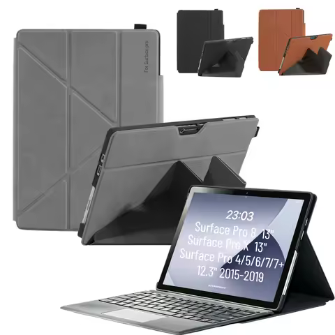 Flip Cover for Microsoft Surface Pro 4/5/6/7 Case 12.3” Pu Leather Protective Shell Fit for Keyboard