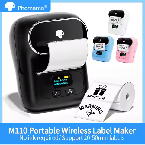 Phomemo M110 Mini Portable Thermal Printer Self-Adhesive Sticker Label Maker Pocket Printer Label Ma