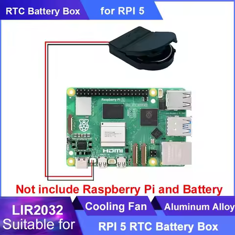 Raspberry Pi 5 RTC Battery Box Suitable for CR2032 Battery for Raspberry Pi 5 ( Battery is not Inclu