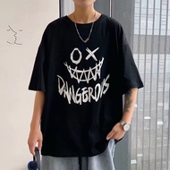 Korean Version Devil Face Print Short T M-8XL Five-Point Sleeve Loose T-Shirt Couple Large Size Male