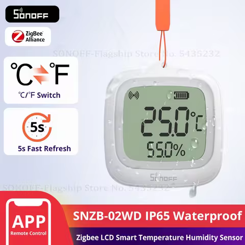 SONOFF SNZB-02WD IP65 Zigbee LCD Smart Temperature Humidity Sensor Waterproof Work with Alexa Google