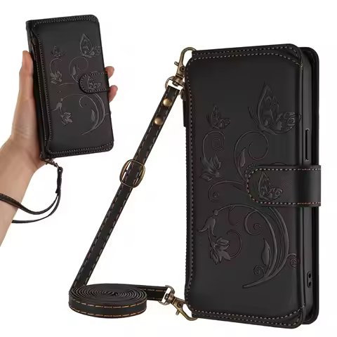 Hand Strap Wallet Case For Tecno Spark 40 30 Pro 30C 20 20C 10 9 9T 8C 7P 7 6 GO 5 Air Leather Lanya