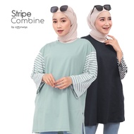 COTTONWAYS | Stripe Combine Oversized T-Shirt 7 Hand/8 Combination T-Shirt Oversized T Shirt Woman