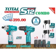 Total 12V Lithium Cordless Drill Driver & Impact Driver