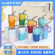 4oz Mini Handle Cup 304 Stainless Steel Car Cup Outdoor Portable Coffee Cup Small Straw Cup
