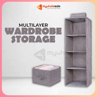 Multilayer Wardrobe Storage Hanging Drawer Clothes Closet with Drawer Penyimpan Almari Rak Pakaian Baju