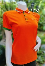 TNP fashion เสื้อโปโล สีส้ม เนื้อผ้า LC Cotton คอปก แขนจั๊ม (Lady) *ไม่ปัก* เสื้อเปล่า