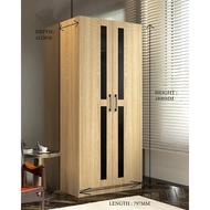 (Export Quality) ROAM Modern 2 Door Wardrobe with Hanging Rod Kayu Almari Baju Bedroom Furniture Sonama Oak Color 衣柜 衣橱