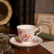 英國Royal Windsor彩繪花朵手工描金細骨瓷茶杯/咖啡杯組