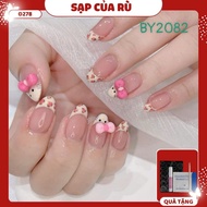 D278 Hello Kitty fake nails short oval form set of 24 nails for cute fake nails y2k nail