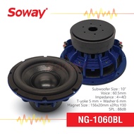 Soway  NG-1060BL  ลำโพง ซับวูฟเฟอร์ 10นิ้ว แม่เหล็ก 156x20mm 2000W แม่เหล็ก 2ก้อน 4+4Ω โครงหล่อ Subwoofer 1ดอก เครื่องเสียงติดรถยนต์