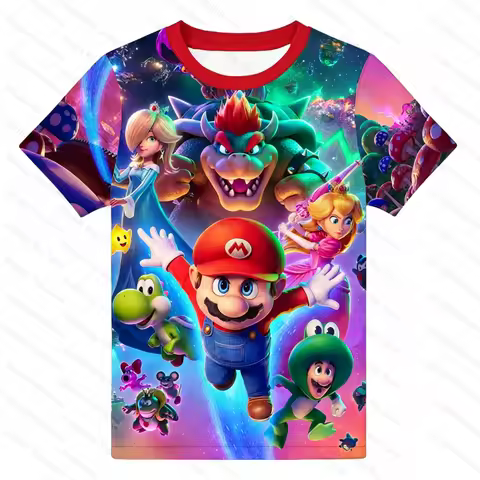 Newest 2026 The Super Mario Galaxy Movie 3D Print Tops Cartoon Children Short Sleeve T-shirt Summer 
