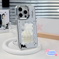 Luxury Hollow Wave Frame Cat Mirror Phone Case For Realme GT 8 7 5 Pro 3 Neo 7X 7 6 5 SE 240W V70 V6