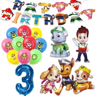 Paw Patrol Theme Birthday Party Supplies set Ryder Chase Skye Rocky Rubble Foil balloon flag Kids Birthday Party Decoration Set