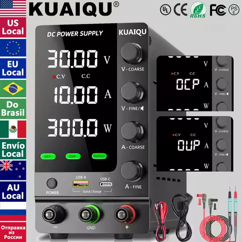 KUAIQU DC Power Supply 30V 10A 5A Variable Bench Power Supply Adjustable Lab Power Supply 60V 5A 120