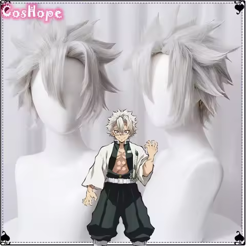 Sanemi Shinazugawa Cosplay Silver Wig Cosplay Anime Cosplay Wig Heat Resistant Synthetic Wigs