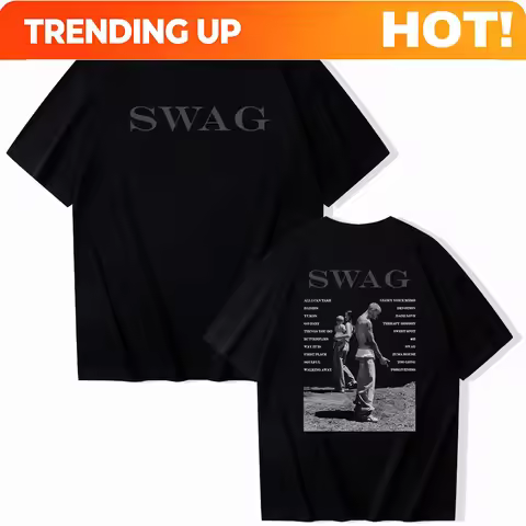 Bieber SWAG 2025 Justin Album T-shirt 2 Sided O-Neck Short Sleeve Shirts Fans Gift