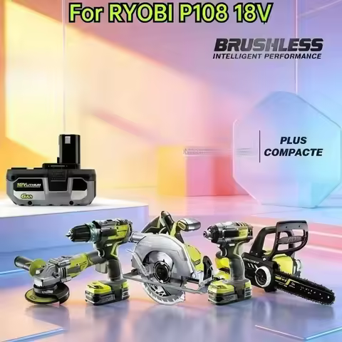 100% original RYOBI 18V ONE+ 6.0Ah Lithium Battery High Capacity Compatible for All RYOBI 18V ONE+ P