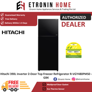 Hitachi 390L Inverter 2-Door Top Freezer Refrigerator R-VGY480PMS0 - GBK