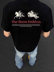 GTAL American War Horse T-Shirt Men Digital Direct Injection Pure Cotton Short-Sleeved Breathable We