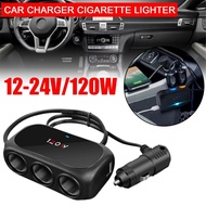 5 in 1 Car Charger Adapter 120W 12V 24V 3 Socket Splitter Dual USB LED Car Fast Charger For Mobile Phone Tablet Dashcam