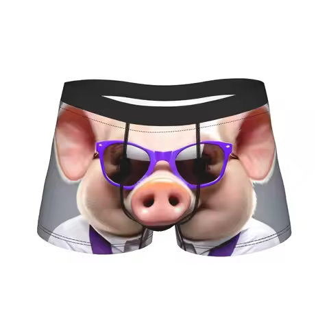 Cute Pig With Shirt White Underwear Novelty Panties Printed Boxer Brief For Male 3D Pouch Oversize B