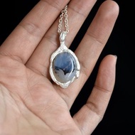 原創設計手工鑲嵌海洋玉髓純銀吊墜項鏈