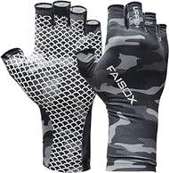FAISOX Fishing Gloves Men Quick-Drying Fingerless UPF50+ Sun Protection Glacier Gloves for Kastking,Rowing,Driving