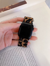 Correa de reloj compatible con Apple Watch trenzada de leopardo