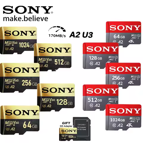 Original SONY 128GB MicroSD Memory Card 256GB/512GB/1TB High Speed 170MB/s Class 10 U3 A2 V30 4k For