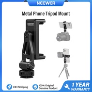 NEEWER Metal Phone Tripod Mount with Cold Shoes 1/4" Thread 180° Tilt 360° Rotation Phone Holder Cla