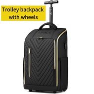 30L Trolley Backpack with Wheels Waterproof Office 15.6 Laptop Bagpack Business Commuting Travel Bag