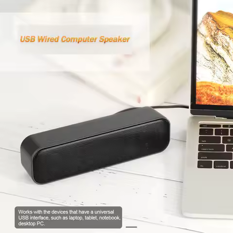 Mini Speakers Plug and Play USB Powered Soundbar Desktop Speaker Wired Computer Sound Box for TV Des