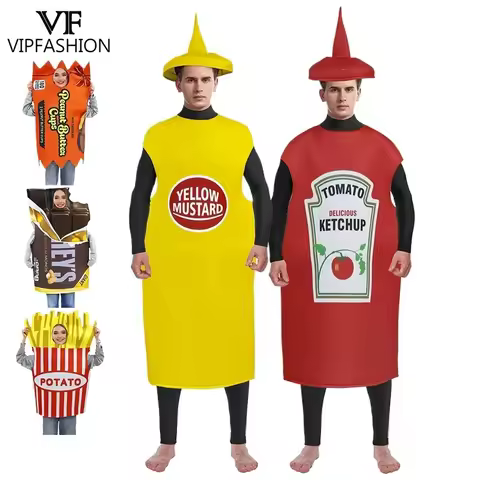 VIP FASHION Fun Food-Themed Costume Halloween Carnival Cosplay Party Disguise Wear Yellow Mustard Ke