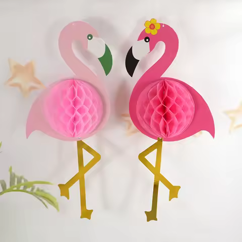 1Pc Flamingo Honeycomb Paper Ball Pendant Tropical Aloha Summer Hawaii Party Hainging Ornaments Happ