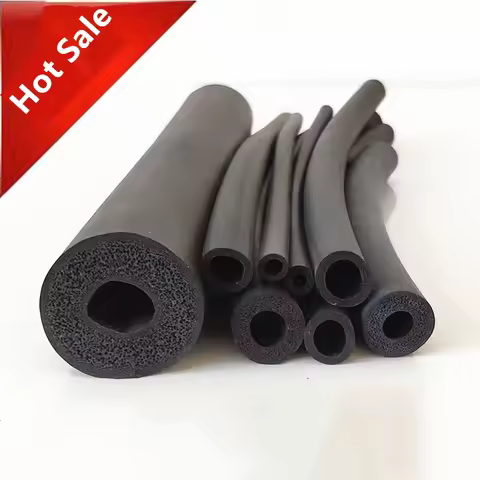 Length 1M to 3M Neoprene Customized Plastic NBR Foam Black Soft Round Heat Insulation Tube Sleeving 