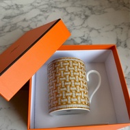 Hermes金/白格子馬克杯